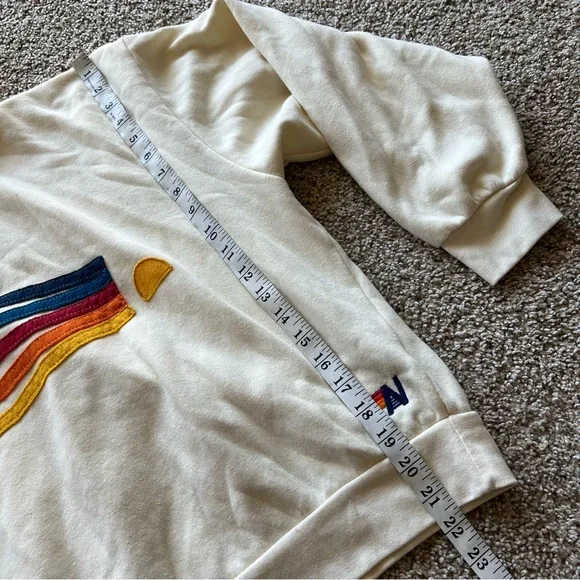 Aviator Nation Relaxed Daydream Cream Tan Rainbow Crewneck Sweatshirt Size Small - Picture 5 of 7